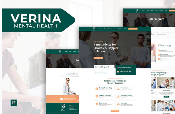 Verina - Mental Health Elementor Template Kit