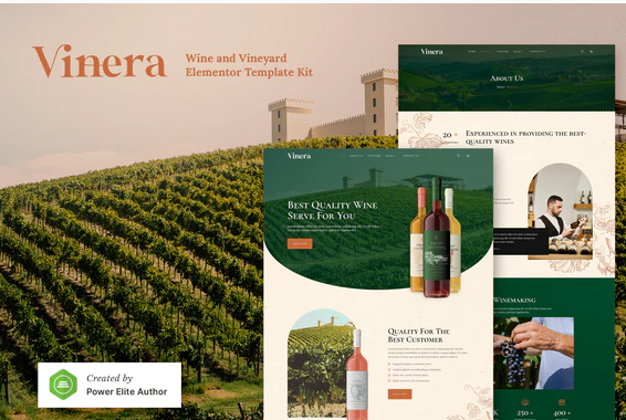 Vinera – Wine & Vineyard Elementor Template Kit