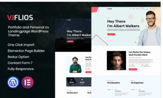Vjflios - Portfolios and Personal CV Landingpage WordPress Theme