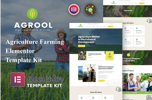 Product Image - Agrool – Agriculture Farming Elementor Template Kit