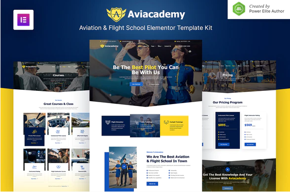 Product Image - Aviacademy – Aviation & Flight School Elementor Template Kit