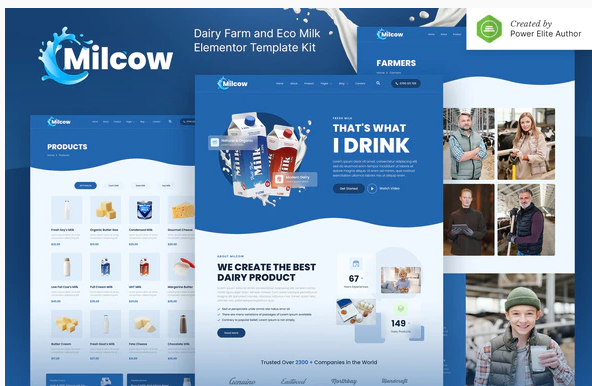 Milcow – Dairy Farm & Eco Milk Elementor Template Kit