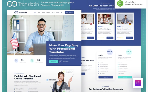 Product Image - Translatin – Translation Services & Interpreting Agency Elementor Template Kit