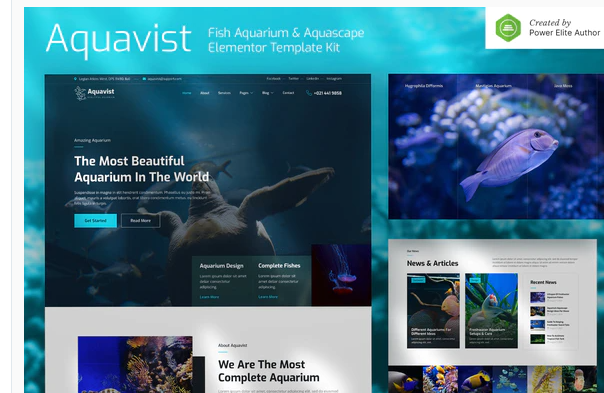 Product Image - Aquavist – Fish Aquarium & Aquascape Elementor Template Kit