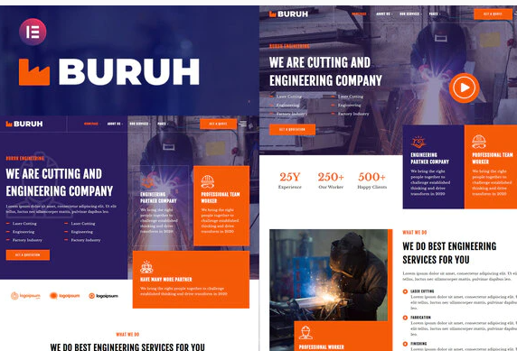 Buruh - Laser Cutting & Engineering Company Elementor Template Kit
