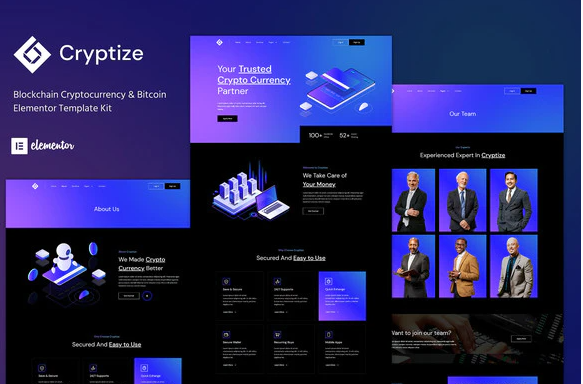 Cryptize - Blockchain Cryptocurrency & Bitcoin Elementor Template Kit