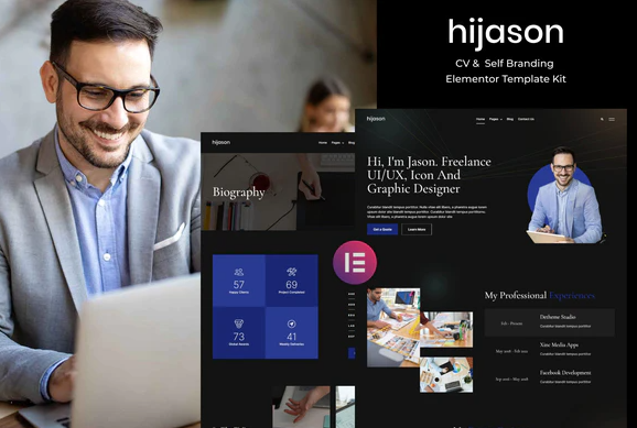 HiJason - CV & Self Branding Elementor Template Kit