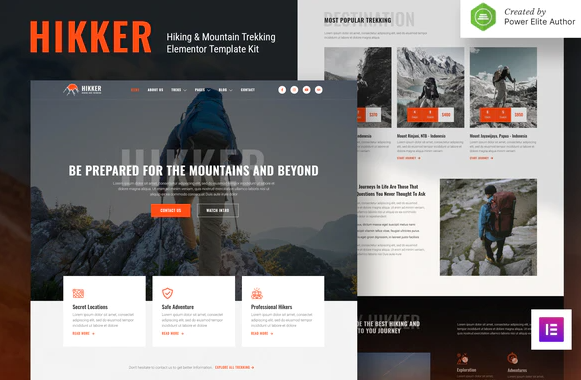 Hikker – Hiking & Mountain Trekking Elementor Template Kit