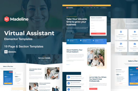 Madeline - Virtual Assistant Website Elementor Template Kit
