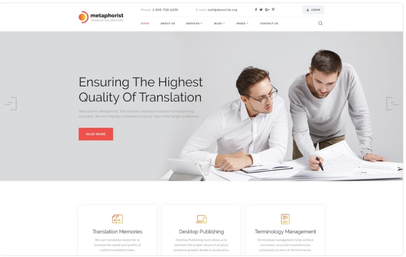 Metaphorist - Translation Bureau Multipage Elegant HTML Website Template 1.0