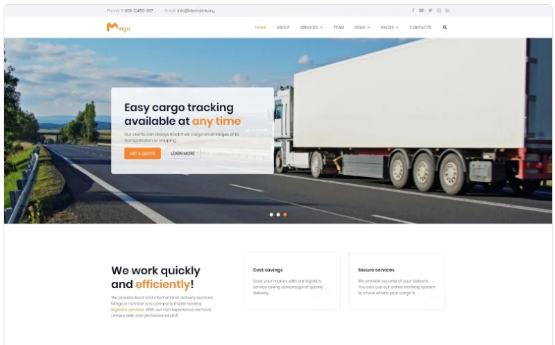 Mingo - Delivery Services Multipage Clean HTML Website Template 1.0