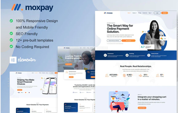 Moxpay - Online Payment Gateway Elementor Template Kit
