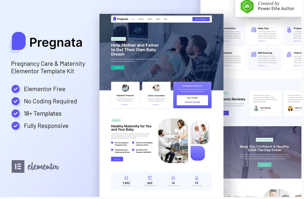 Pregnata – Pregnancy Care & Obstetrician Elementor Template Kit