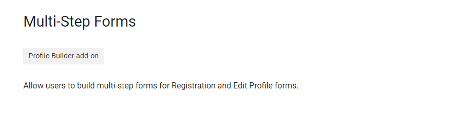Profile Builder – Multi-Step Forms Add-On