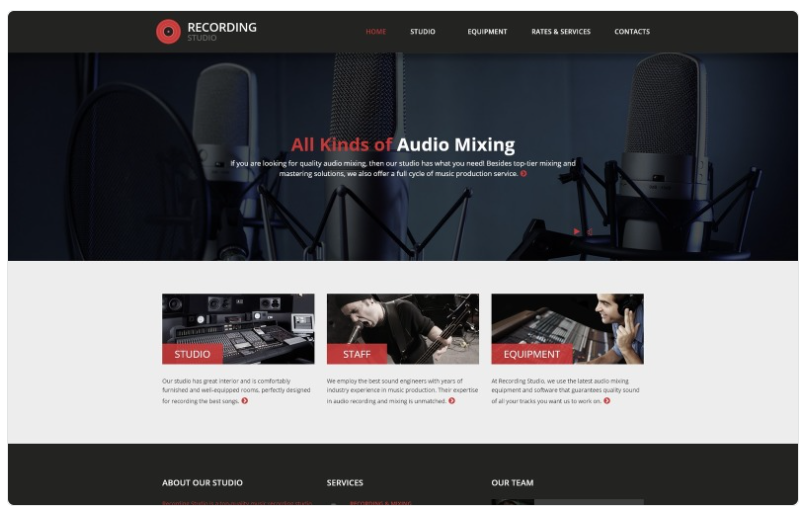 Recording Studio - Music Minimal Responsive HTML Website Template 1.0
