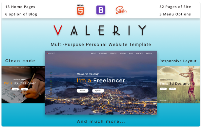 Valeriy | Multi-Purpose Personal Website HTML Template Website Template