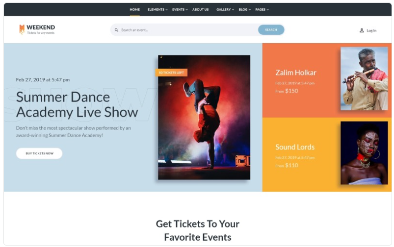 Weekend - Tickets Multipage Creative HTML Website Template 1.0