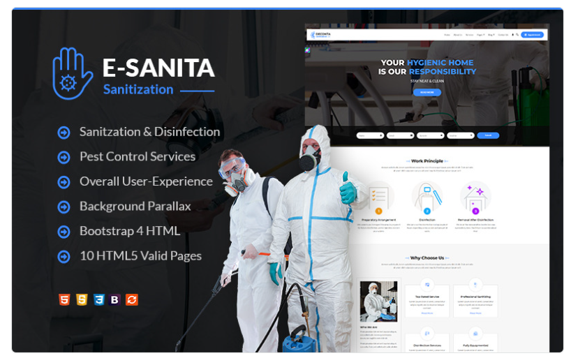 e-Sanita - Sanitation and Pest Control HTML Website Template 1.0