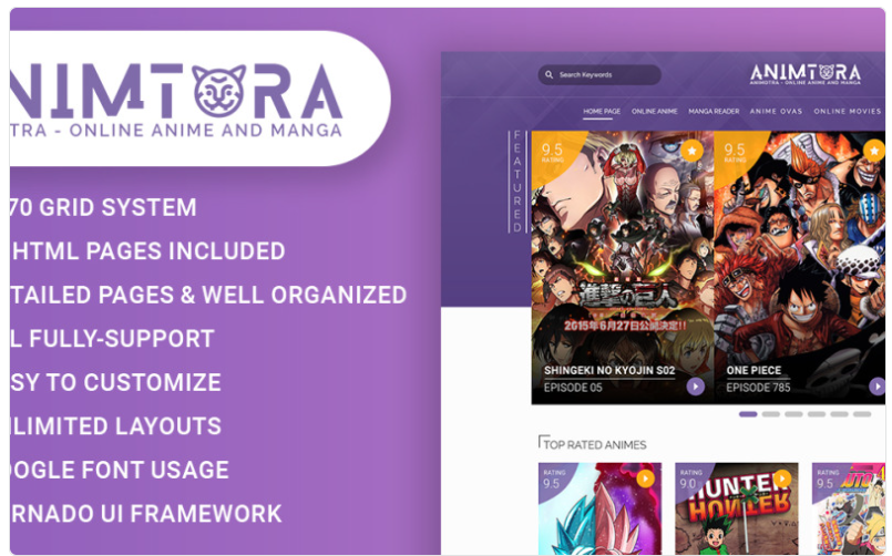 Animotra - Online Anime and Manga Website Template 1.0