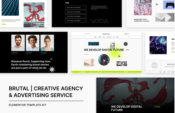 Brutal | Creative Agency & Advertising Service Elementor Template Kit