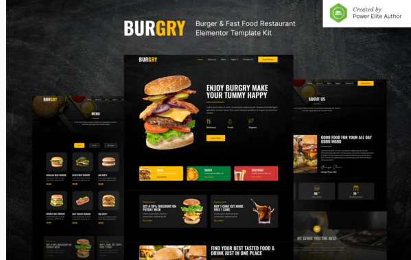 Burgry – Burger & Fast Food Restaurant Elementor Template Kit