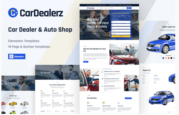 CarDealerz - Auto Dealer & Auto Shop Website Elementor Template Kit