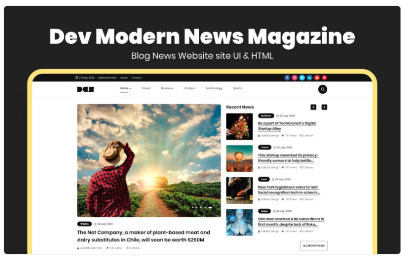 Dev Modern News Magazine Blog Website Template 1.0