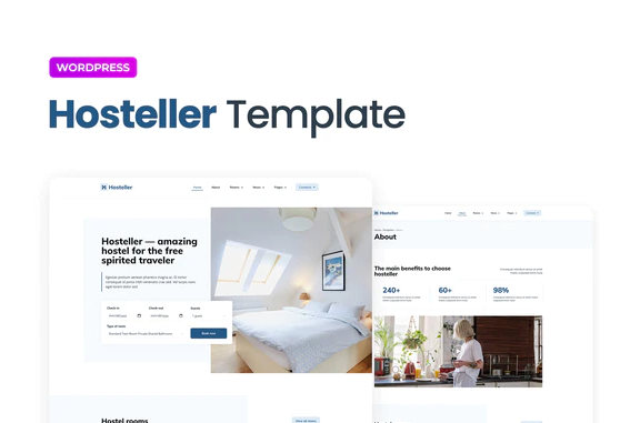 Product Image - Hosteller – Hostel Booking Elementor Template Kit
