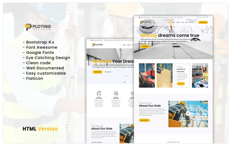 Ploting Construction & Architecture Company Responsive Multipage Website Template 1.0