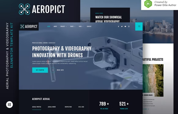Aeropict – Drone Aerial Photography & Videography Elementor Template Kit