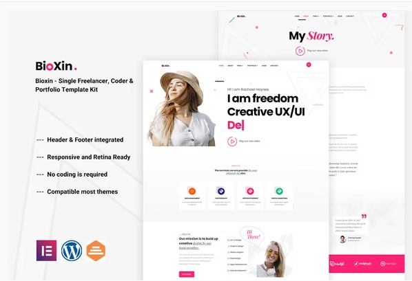 Bioxin - Single Freelancer CV & Portfolio Elementor Template Kit