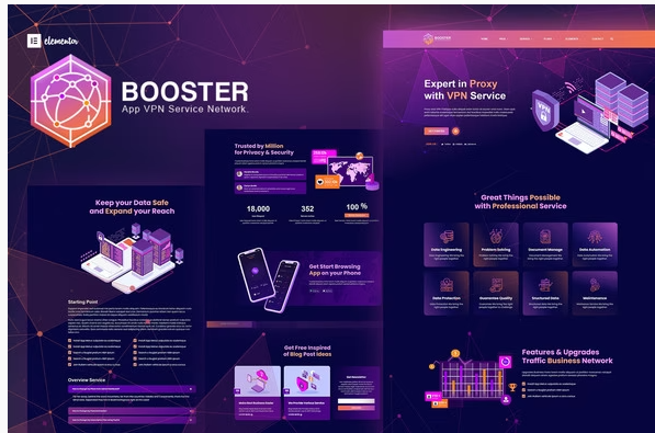 Booster - Proxy & App VPN Service Elementor Template Kit