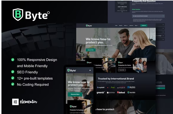 Product Image - Byte – Cyber Security Business Elementor Template Kit