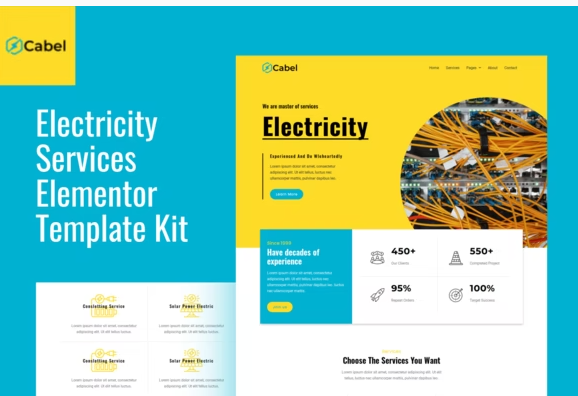 Cabel - Electricity Services Elementor Template Kit