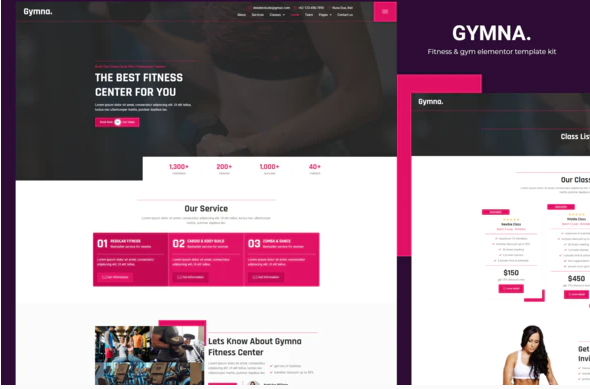 Gymna - Fitness & Gym Elementor Template Kit