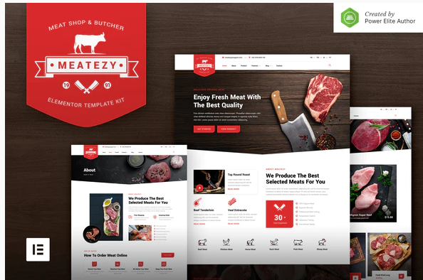 Product Image - Meatezy – Meat Shop & Butcher Elementor Template Kit