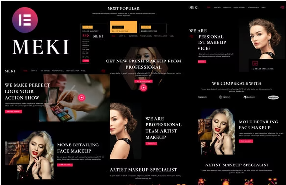 Meki - Artist Makeup Business Services Elementor Template Kit