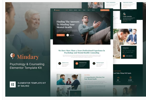 Product Image - Mindary – Psychology & Counseling Elementor Template Kit