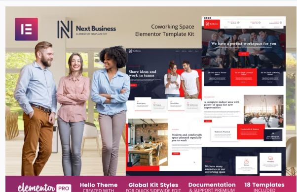 Product Image - Next Business – Coworking Space Elementor Template Kit