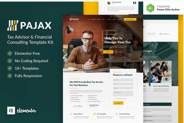 Product Image - Pajax – Tax Advisor & Financial Consulting Elementor Template Kit