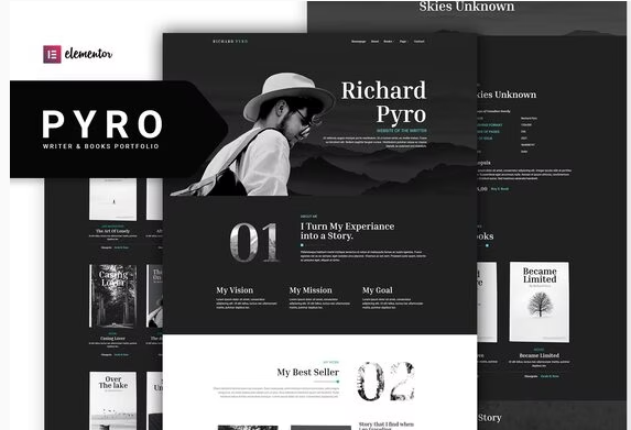 Pyro - Writer Portfolio Elementor Template Kit
