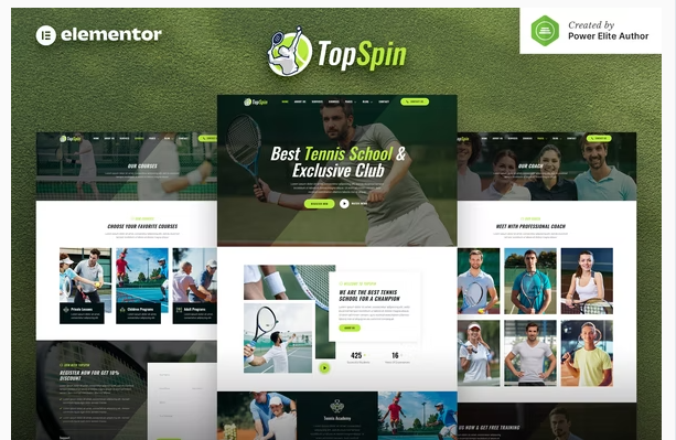 TopSpin – Tennis School & Sports Club Elementor Template Kit