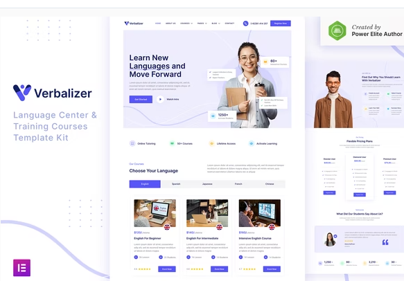Product Image - Verbalizer – Language Courses & Learning Center Elementor Template Kit
