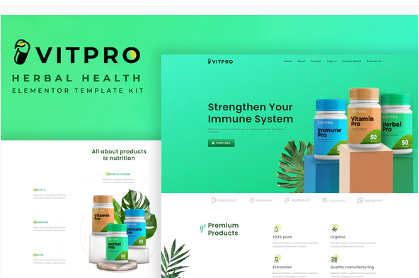 Product Image - Vitpro – Herbal Health Elementor Template kit