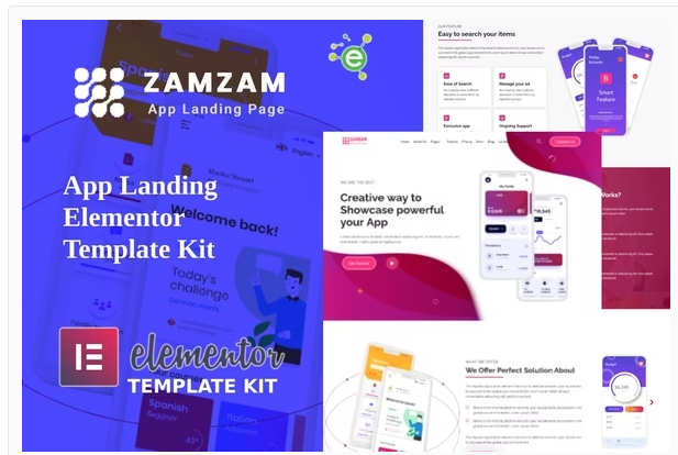 Zamzam - App Landing Elementor Template Kit