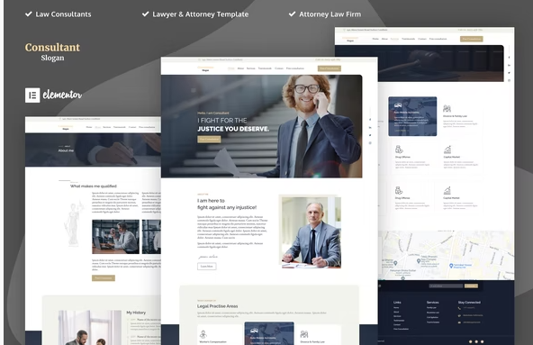 Consultants - Lawyer & Attorney Elementor Template Kits