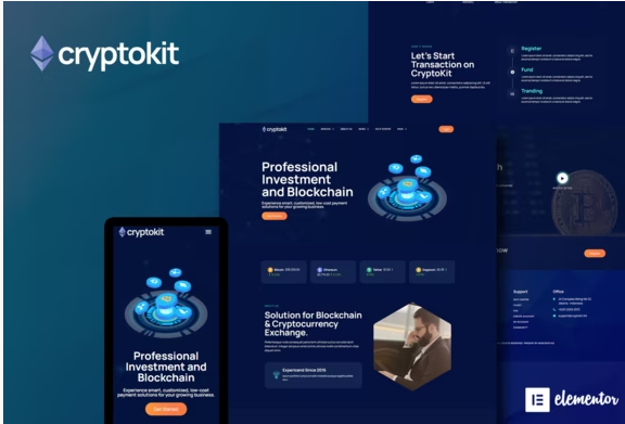 Cryptokit - Blockchain Cryptocurrency Elementor Template Kit