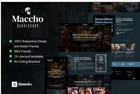 Maccho - Gentlemen Barbershop Elementor Template Kit