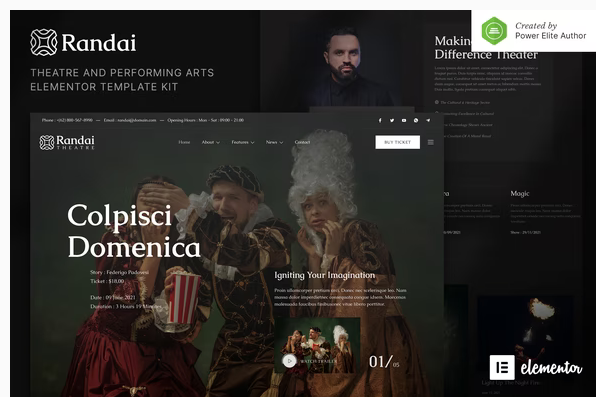 Randai – Theater Entertainment & Performing Arts Elementor Template Kit