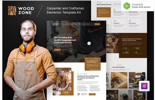 Product Image - Woodzone – Carpenter & Craftsman Elementor Template Kit